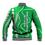 Melbourne Stars Baseball Jacket Aboriginal Dot Art Green White - Tribal Wave Pattern