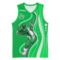Melbourne Stars Basketball Jersey Aboriginal Dot Art Green White - Tribal Wave Pattern