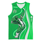 Melbourne Stars Basketball Jersey Aboriginal Dot Art Green White - Tribal Wave Pattern