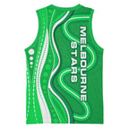 Melbourne Stars Basketball Jersey Aboriginal Dot Art Green White - Tribal Wave Pattern