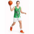 Melbourne Stars Basketball Jersey Aboriginal Dot Art Green White - Tribal Wave Pattern