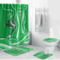 Melbourne Stars Bathroom Set Aboriginal Dot Art Green White - Tribal Wave Pattern