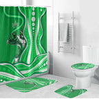 Melbourne Stars Bathroom Set Aboriginal Dot Art Green White - Tribal Wave Pattern