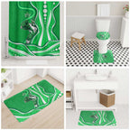 Melbourne Stars Bathroom Set Aboriginal Dot Art Green White - Tribal Wave Pattern