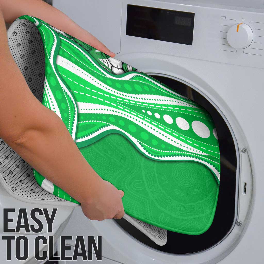 Melbourne Stars Bathroom Set Aboriginal Dot Art Green White - Tribal Wave Pattern