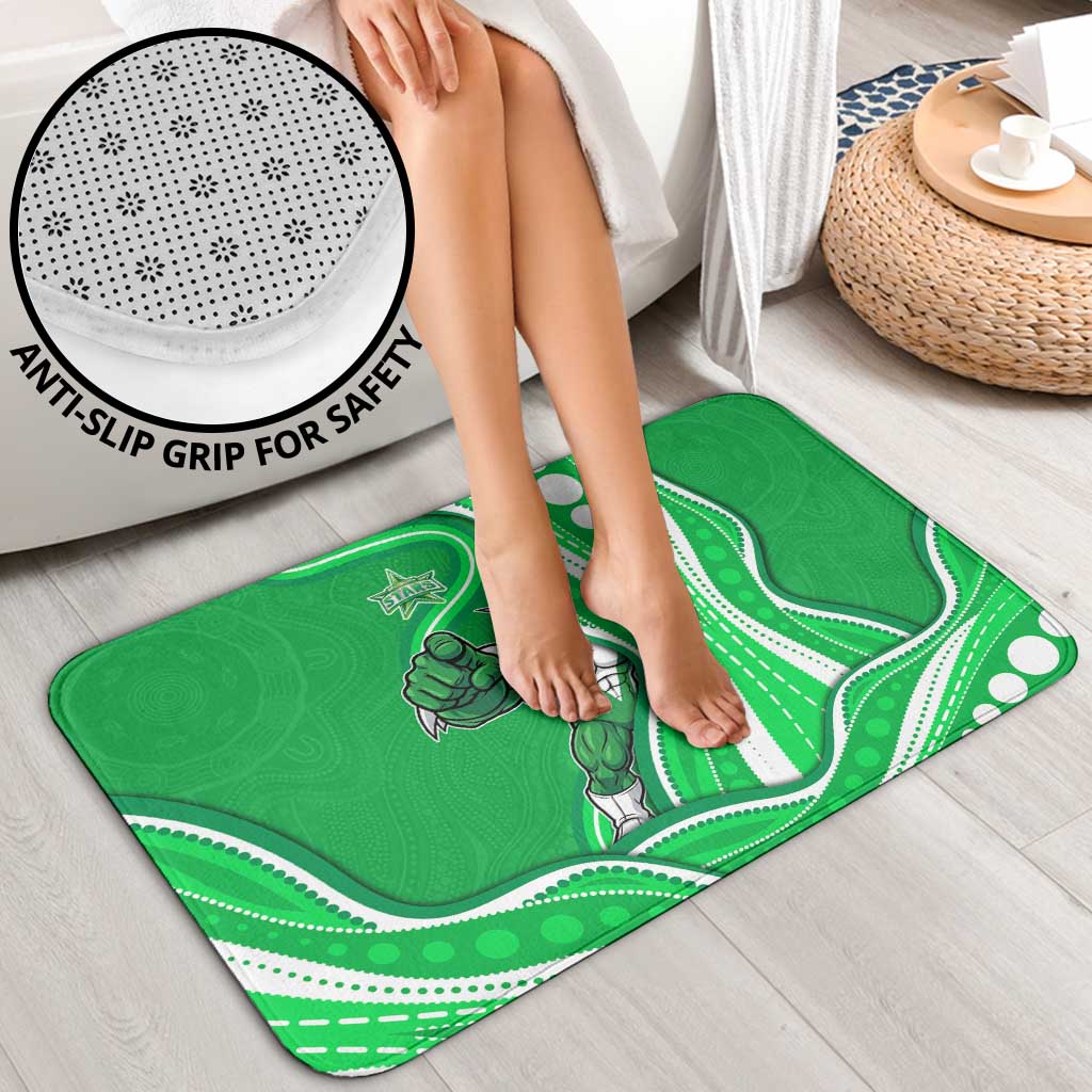 Melbourne Stars Bathroom Set Aboriginal Dot Art Green White - Tribal Wave Pattern
