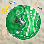 Melbourne Stars Beach Blanket Aboriginal Dot Art Green White - Tribal Wave Pattern