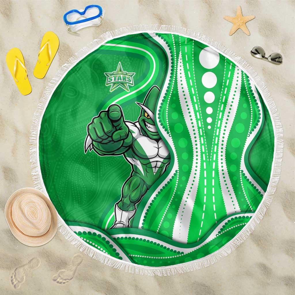 Melbourne Stars Beach Blanket Aboriginal Dot Art Green White - Tribal Wave Pattern