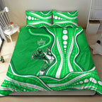 Melbourne Stars Bedding Set Aboriginal Dot Art Green White - Tribal Wave Pattern