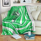Melbourne Stars Blanket Aboriginal Dot Art Green White - Tribal Wave Pattern