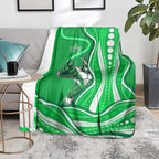 Melbourne Stars Blanket Aboriginal Dot Art Green White - Tribal Wave Pattern