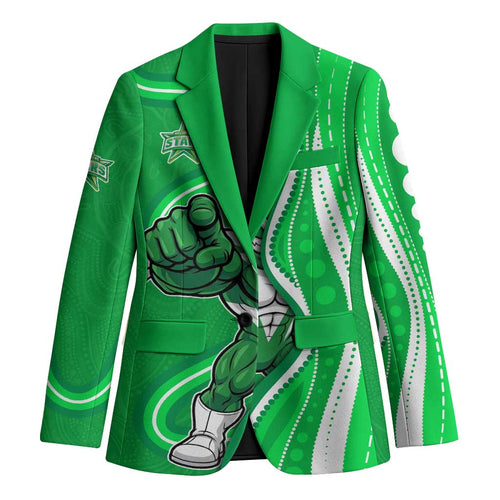 Melbourne Stars Blazer Aboriginal Dot Art Green White - Tribal Wave Pattern
