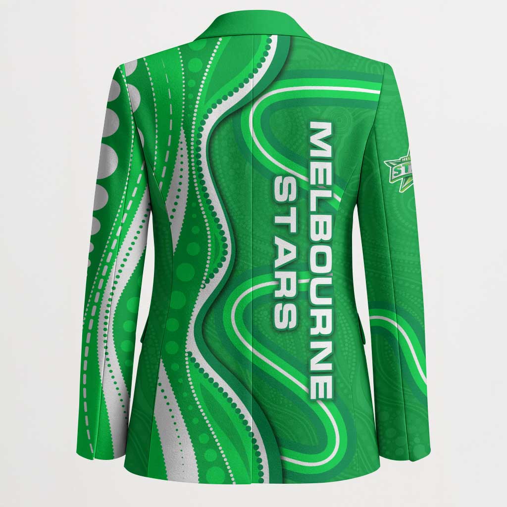Melbourne Stars Blazer Aboriginal Dot Art Green White - Tribal Wave Pattern