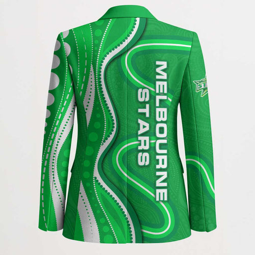 Melbourne Stars Blazer Aboriginal Dot Art Green White - Tribal Wave Pattern