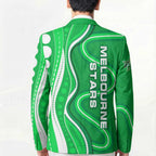 Melbourne Stars Blazer Aboriginal Dot Art Green White - Tribal Wave Pattern