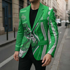 Melbourne Stars Blazer Aboriginal Dot Art Green White - Tribal Wave Pattern