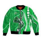 Melbourne Stars Bomber Jacket Aboriginal Dot Art Green White - Tribal Wave Pattern