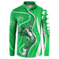 Melbourne Stars Button Sweatshirt Aboriginal Dot Art Green White - Tribal Wave Pattern