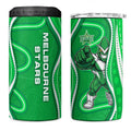 Melbourne Stars 4 in 1 Can Cooler Tumbler Aboriginal Dot Art Green White - Tribal Wave Pattern