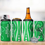 Melbourne Stars 4 in 1 Can Cooler Tumbler Aboriginal Dot Art Green White - Tribal Wave Pattern