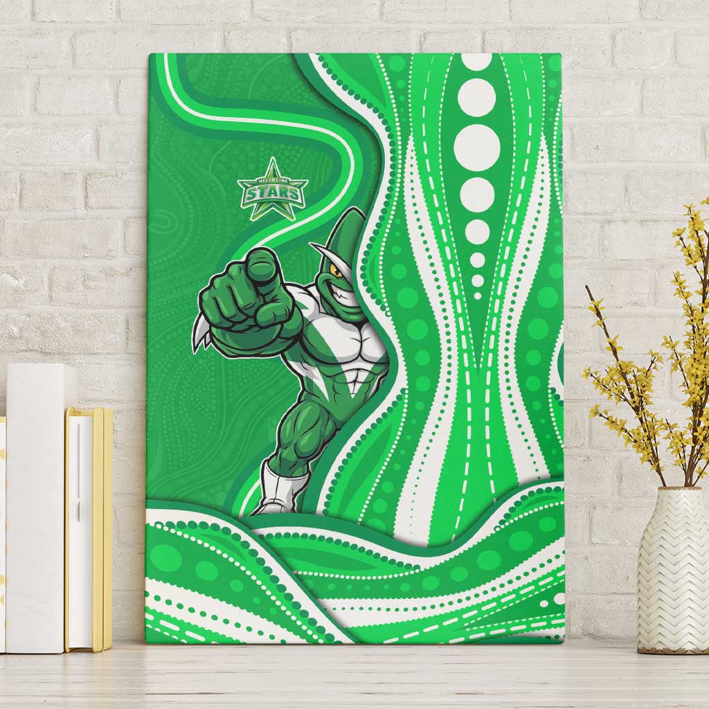 Melbourne Stars Canvas Wall Art Aboriginal Dot Art Green White - Tribal Wave Pattern