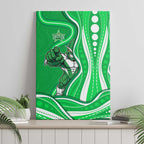 Melbourne Stars Canvas Wall Art Aboriginal Dot Art Green White - Tribal Wave Pattern