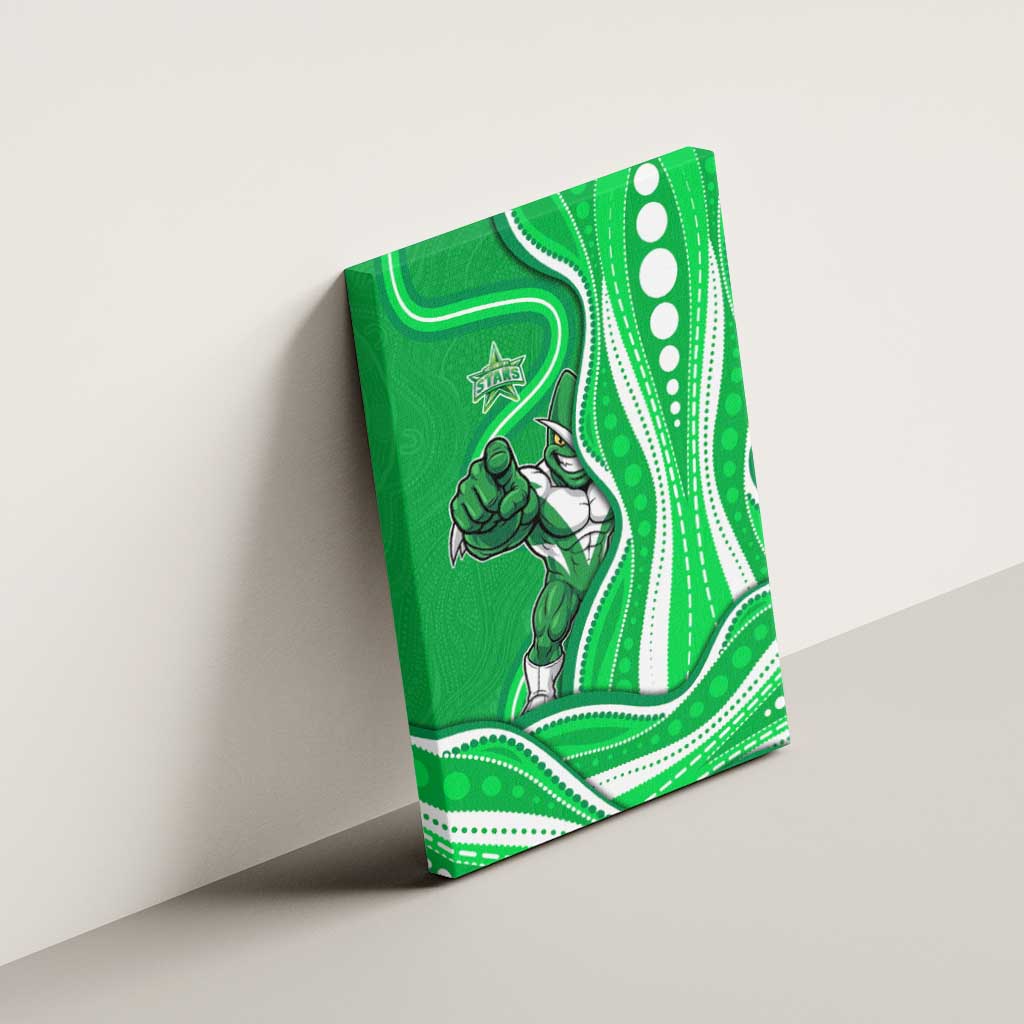 Melbourne Stars Canvas Wall Art Aboriginal Dot Art Green White - Tribal Wave Pattern