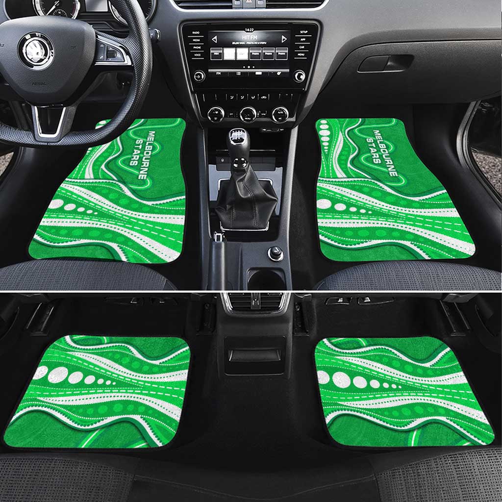 Melbourne Stars Car Mats Aboriginal Dot Art Green White - Tribal Wave Pattern