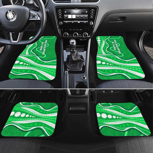 Melbourne Stars Car Mats Aboriginal Dot Art Green White - Tribal Wave Pattern
