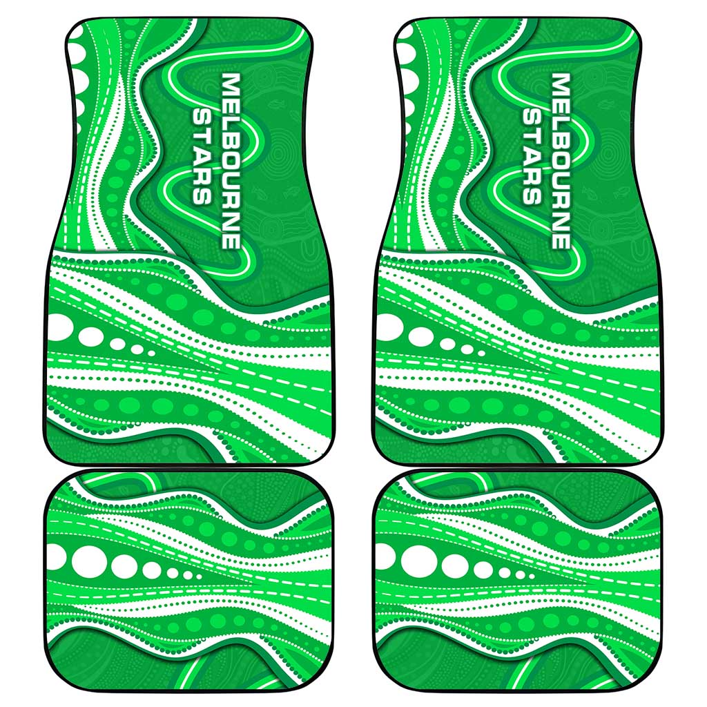 Melbourne Stars Car Mats Aboriginal Dot Art Green White - Tribal Wave Pattern