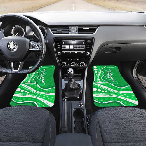 Melbourne Stars Car Mats Aboriginal Dot Art Green White - Tribal Wave Pattern