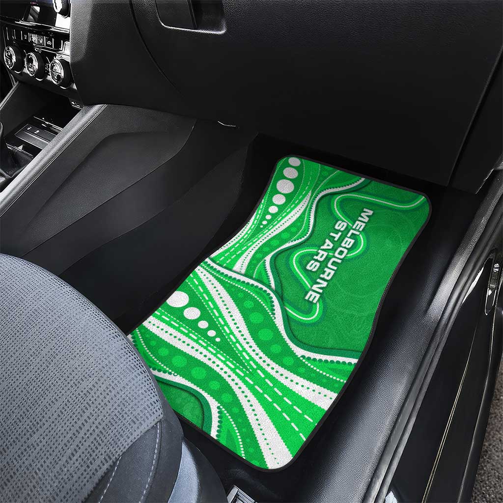 Melbourne Stars Car Mats Aboriginal Dot Art Green White - Tribal Wave Pattern
