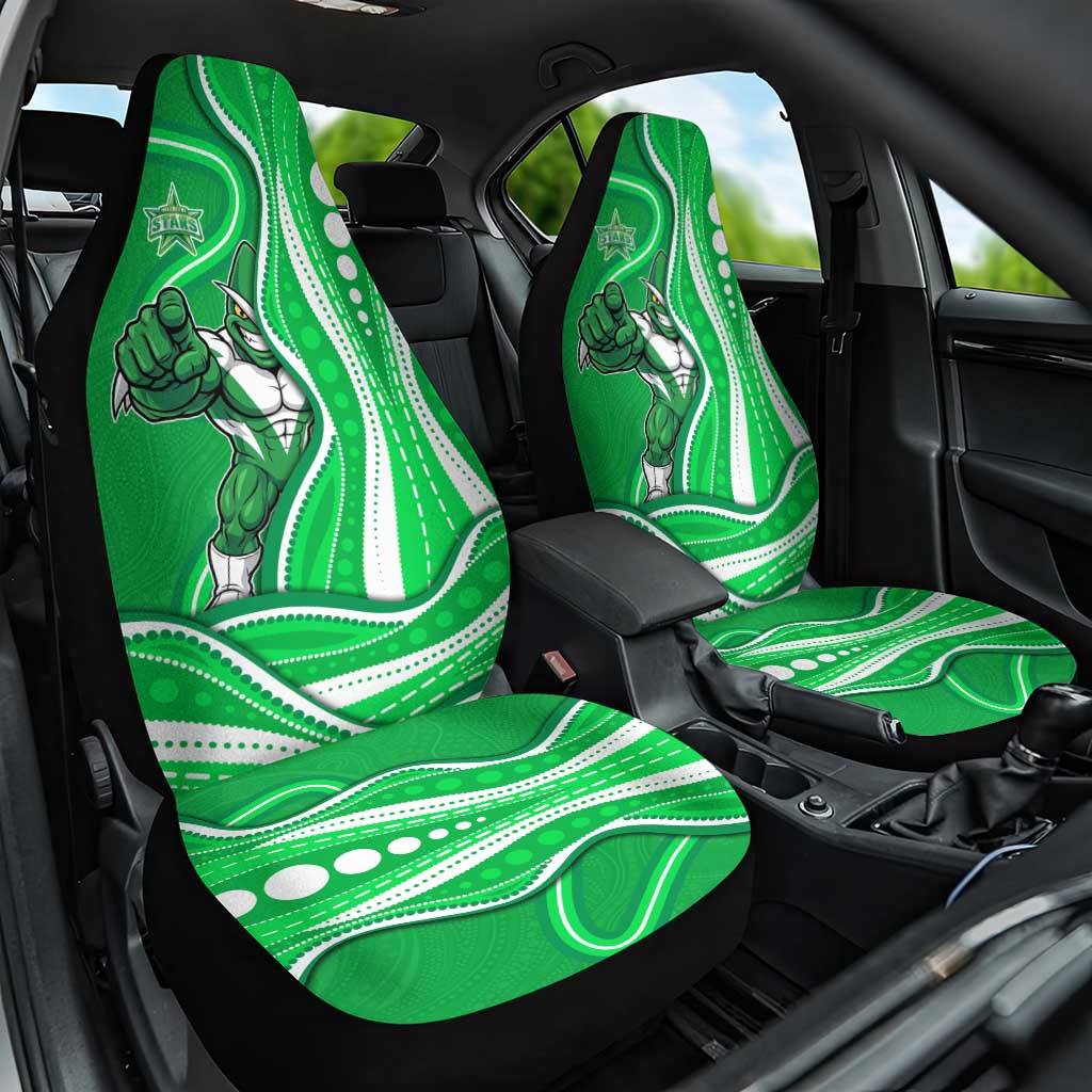 Melbourne Stars Car Seat Cover Aboriginal Dot Art Green White - Tribal Wave Pattern
