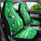 Melbourne Stars Car Seat Cover Aboriginal Dot Art Green White - Tribal Wave Pattern