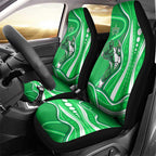 Melbourne Stars Car Seat Cover Aboriginal Dot Art Green White - Tribal Wave Pattern