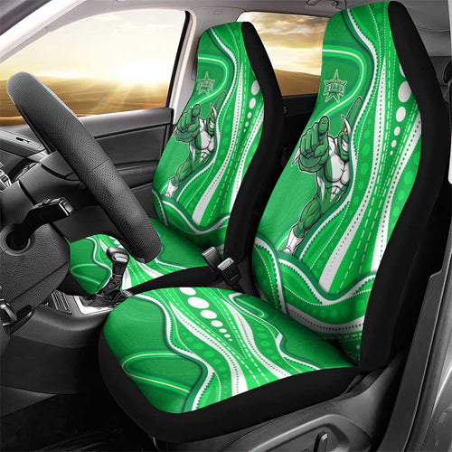Melbourne Stars Car Seat Cover Aboriginal Dot Art Green White - Tribal Wave Pattern