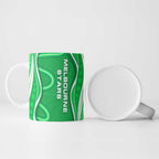Melbourne Stars Ceramic Mug Aboriginal Dot Art Green White - Tribal Wave Pattern