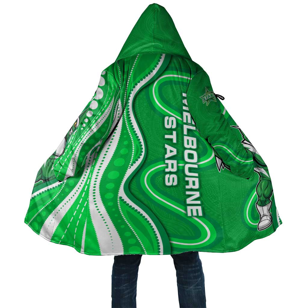 Melbourne Stars Cloak Aboriginal Dot Art Green White - Tribal Wave Pattern