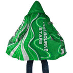 Melbourne Stars Cloak Aboriginal Dot Art Green White - Tribal Wave Pattern