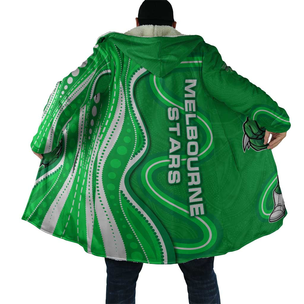 Melbourne Stars Cloak Aboriginal Dot Art Green White - Tribal Wave Pattern