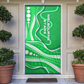 Melbourne Stars Door Cover Aboriginal Dot Art Green White - Tribal Wave Pattern