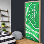 Melbourne Stars Door Cover Aboriginal Dot Art Green White - Tribal Wave Pattern