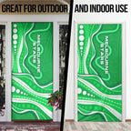 Melbourne Stars Door Cover Aboriginal Dot Art Green White - Tribal Wave Pattern