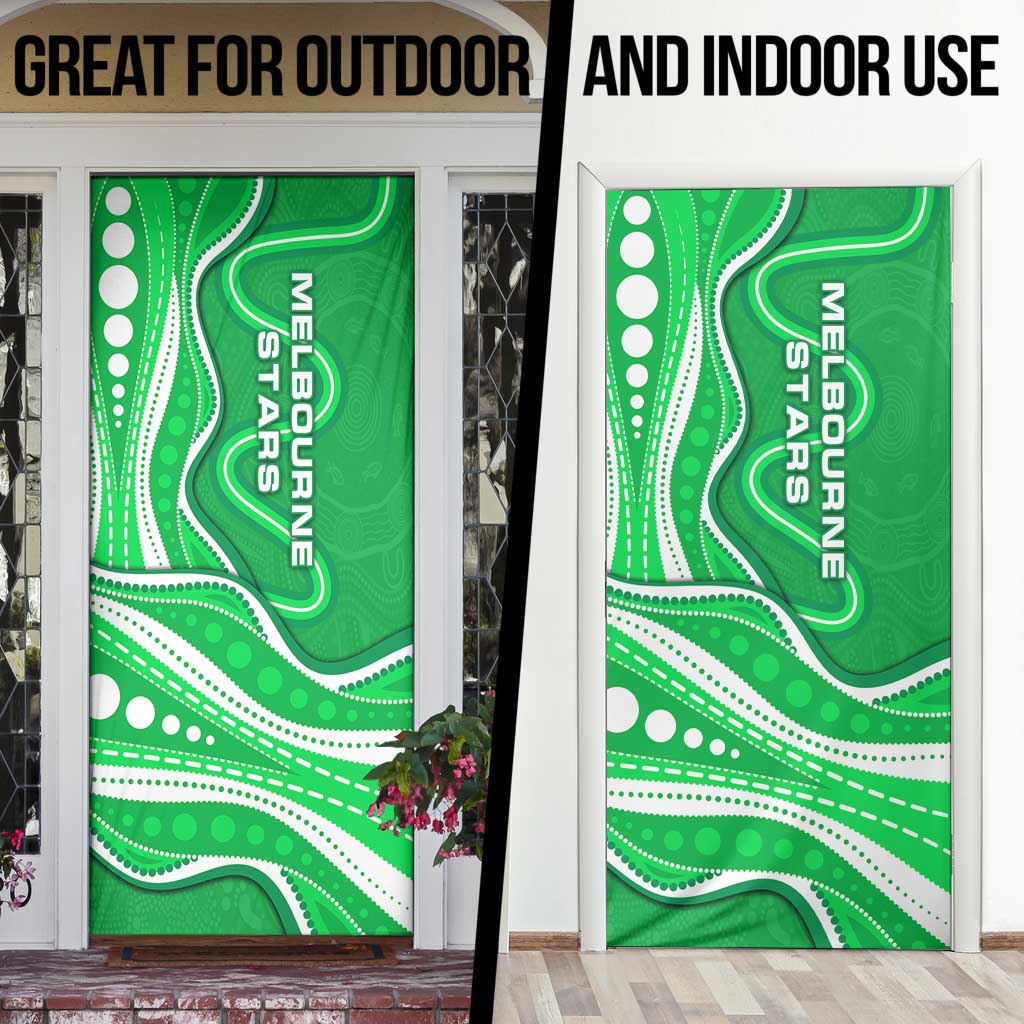 Melbourne Stars Door Cover Aboriginal Dot Art Green White - Tribal Wave Pattern