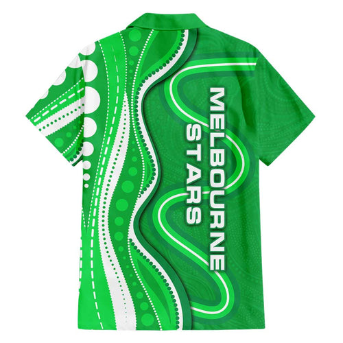 Melbourne Stars Family Matching Mermaid Dress and Hawaiian Shirt Aboriginal Dot Art Green White - Tribal Wave Pattern