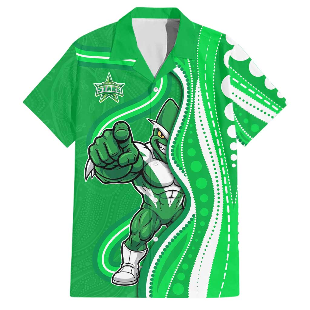 Melbourne Stars Family Matching Off Shoulder Maxi Dress and Hawaiian Shirt Aboriginal Dot Art Green White - Tribal Wave Pattern