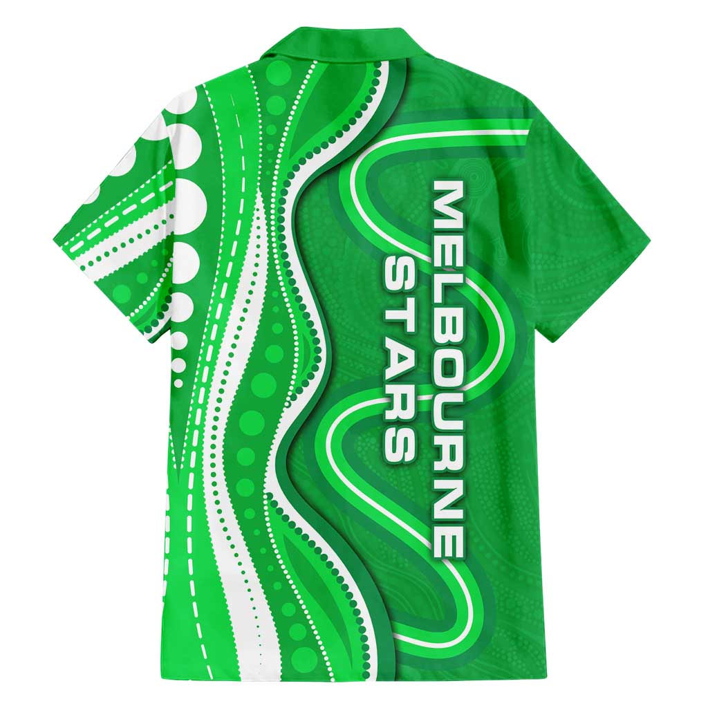 Melbourne Stars Family Matching Off Shoulder Maxi Dress and Hawaiian Shirt Aboriginal Dot Art Green White - Tribal Wave Pattern