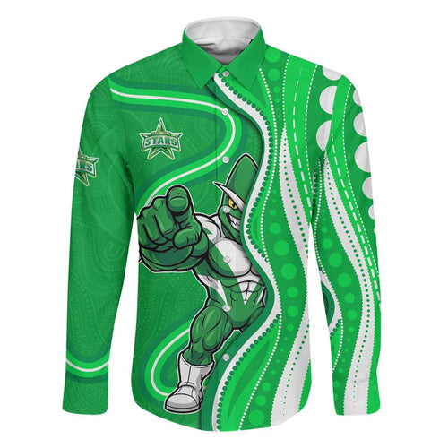 Melbourne Stars Family Matching Puletasi and Hawaiian Shirt Aboriginal Dot Art Green White - Tribal Wave Pattern