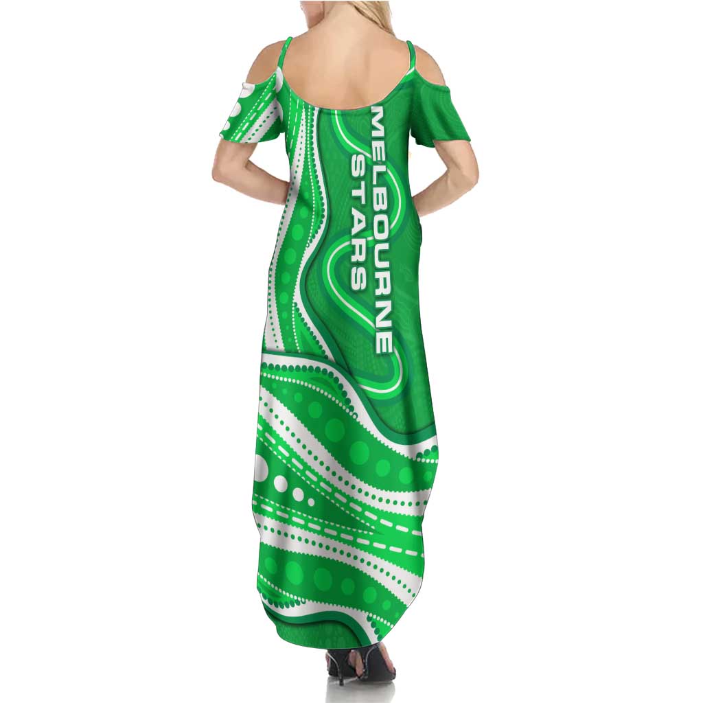 Melbourne Stars Family Matching Summer Maxi Dress and Hawaiian Shirt Aboriginal Dot Art Green White - Tribal Wave Pattern