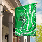 Melbourne Stars Garden Flag Aboriginal Dot Art Green White - Tribal Wave Pattern